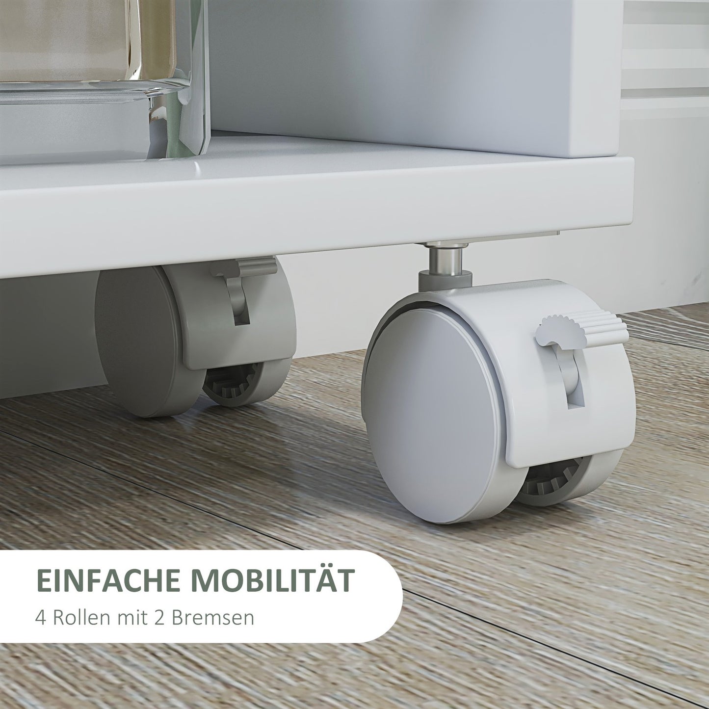 4 Tier Slim Rolling Cart White Kitchen Storage Organizer