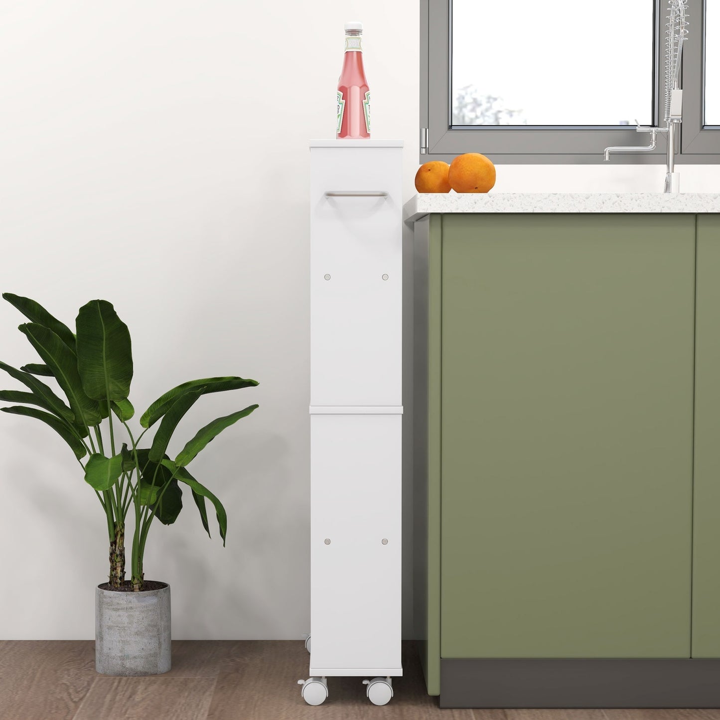 4 Tier Slim Rolling Cart White Kitchen Storage Organizer