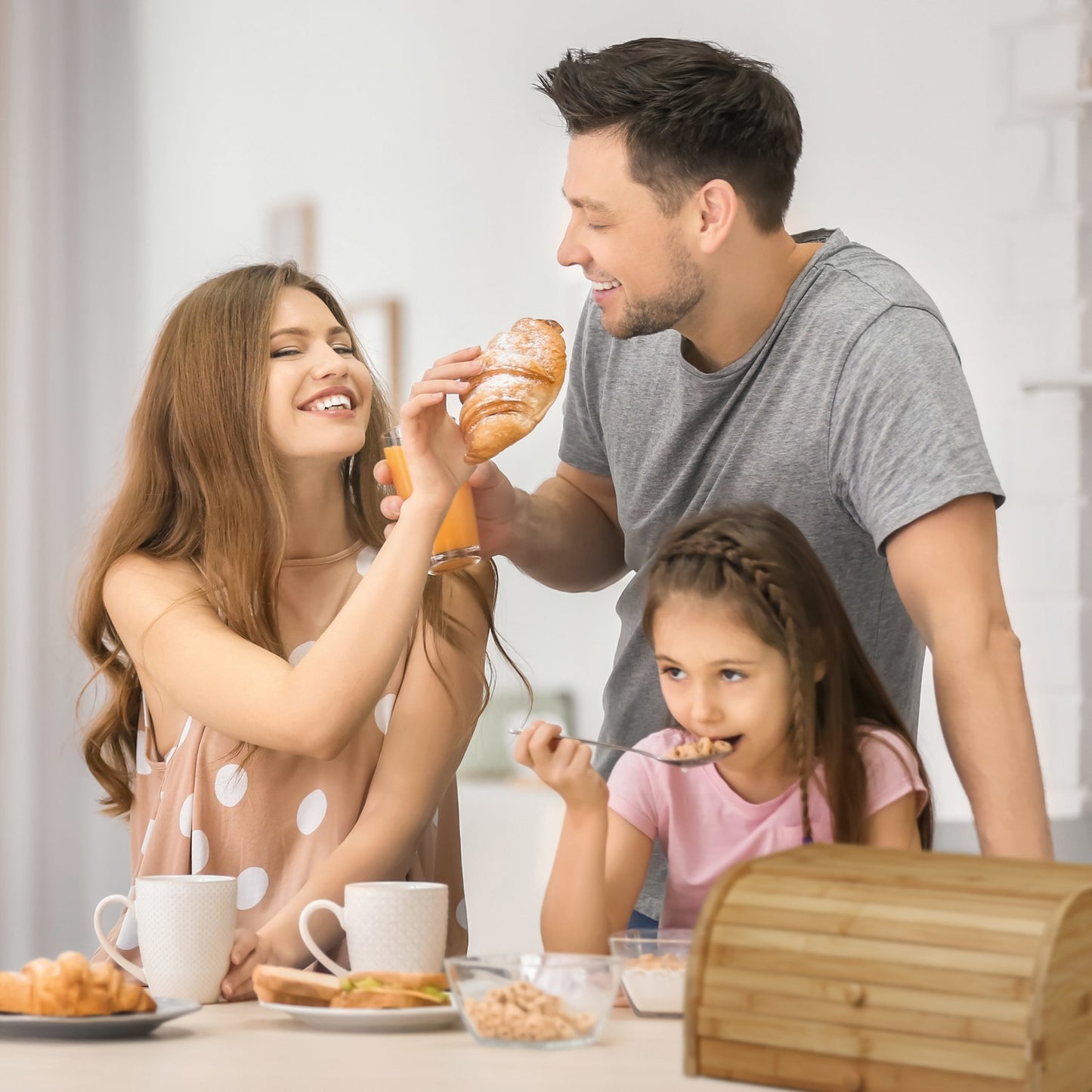 Rolling bread basket with drawer Bamboo