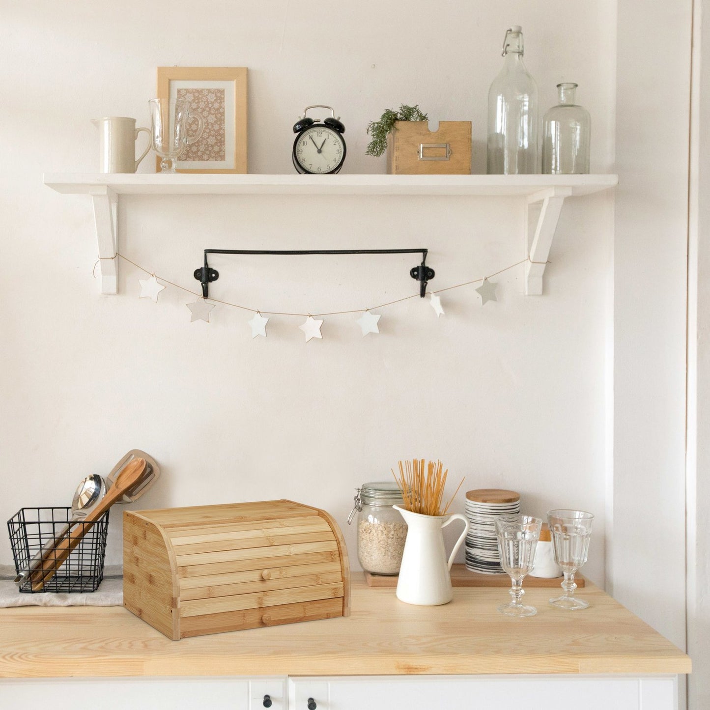 Rolling bread basket with drawer Bamboo