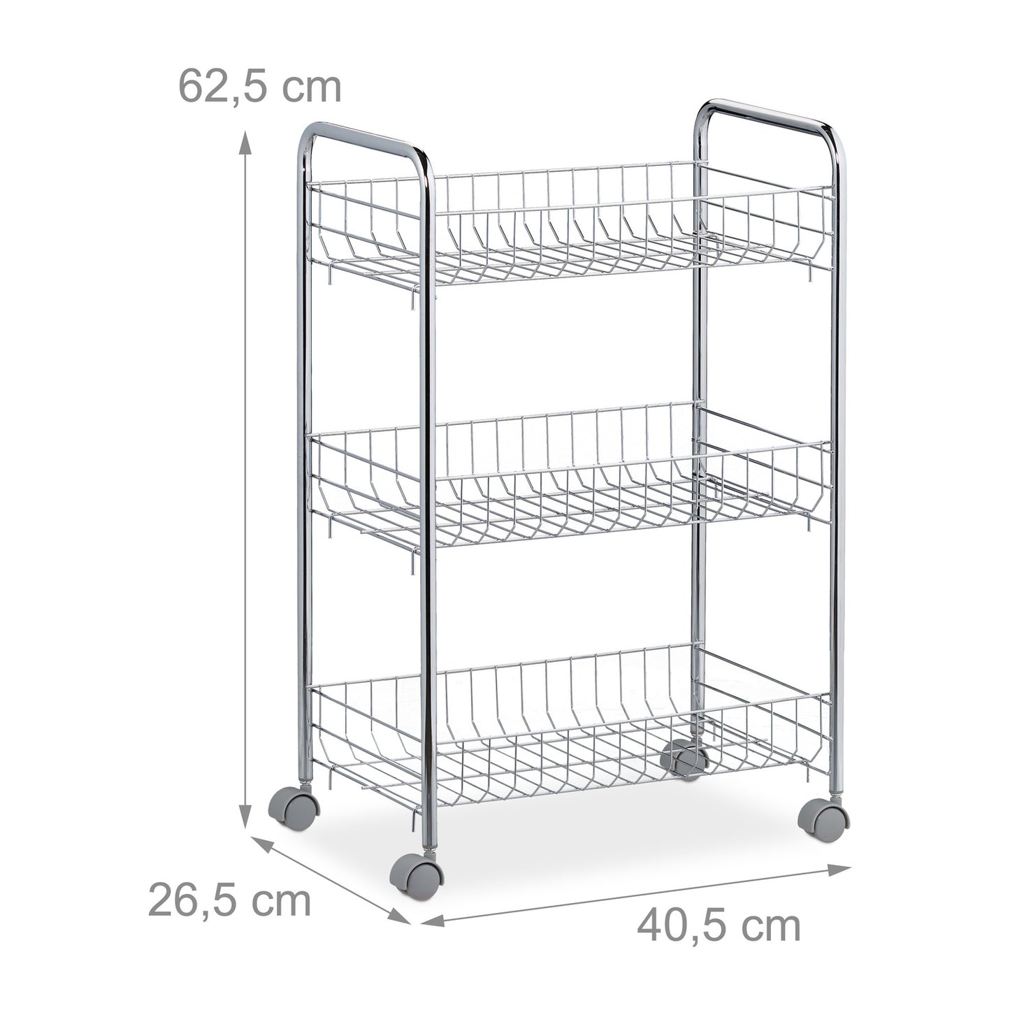Rolling shelf in metal