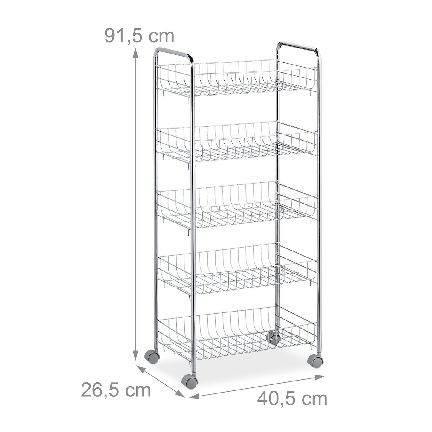 Rolling shelf in metal
