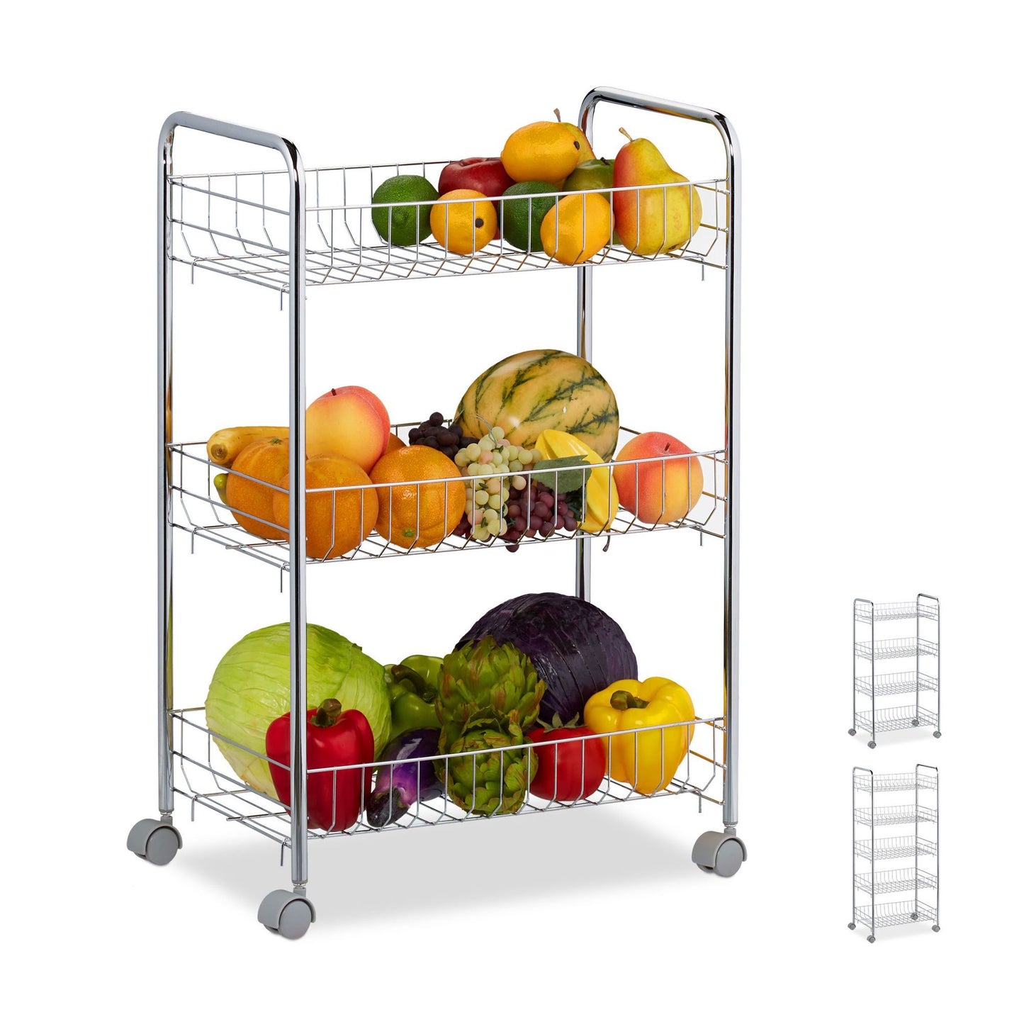 Rolling shelf in metal