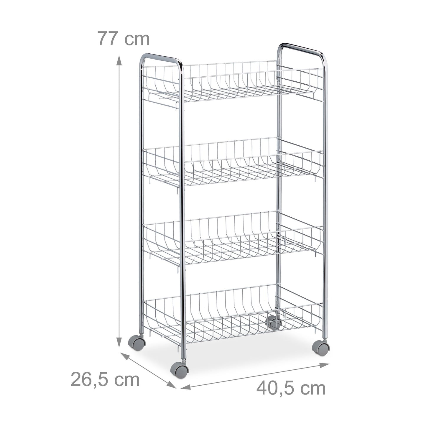 Rolling shelf in metal