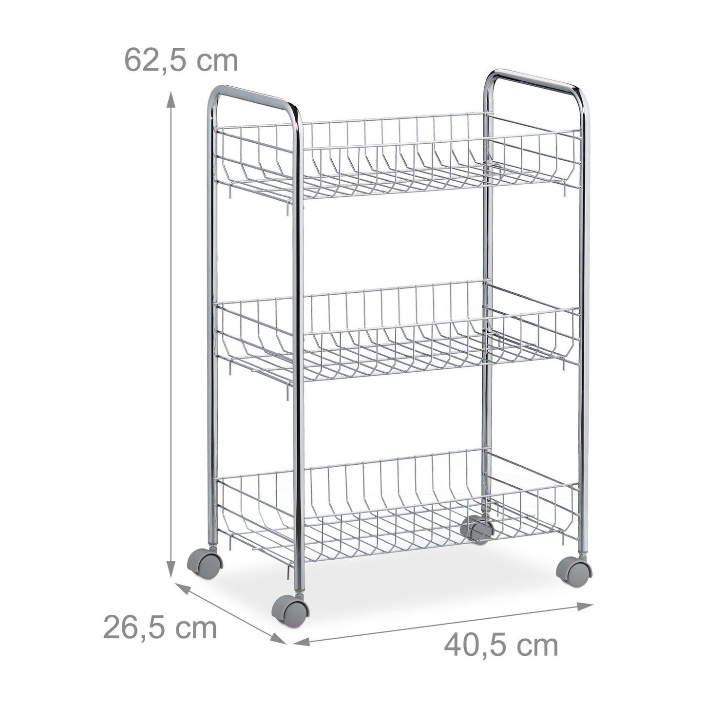 Rolling shelf in metal