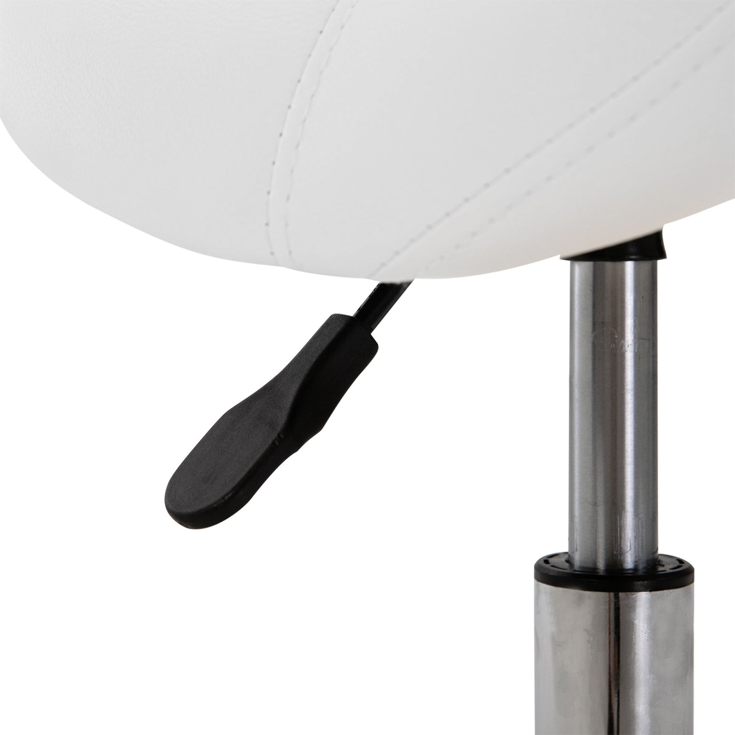 Height-adjustable white saddle Work stool, padded