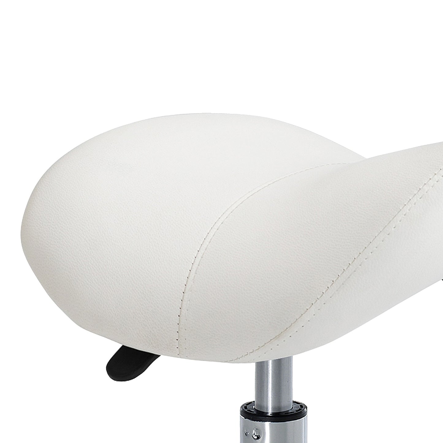 Height-adjustable white saddle Work stool, padded