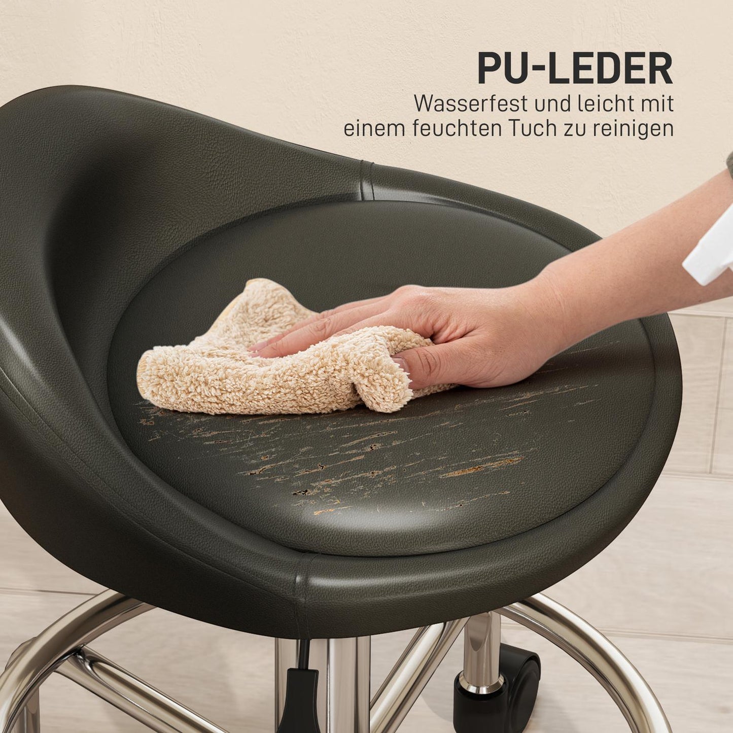 Adjustable height Swivel stool with backrest, black, 59-75 cm