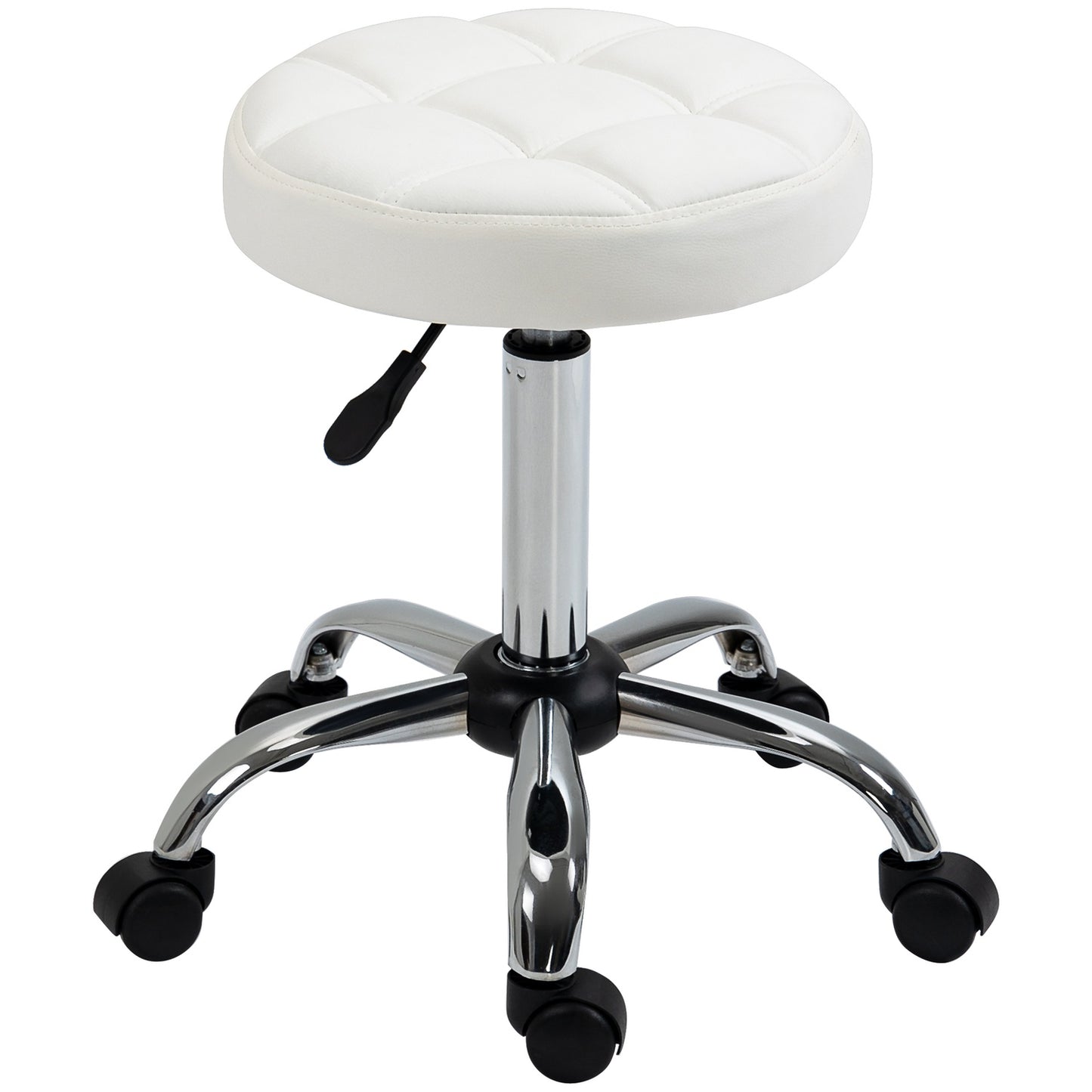Adjustable white rotating stool in artificial leather - office and salon