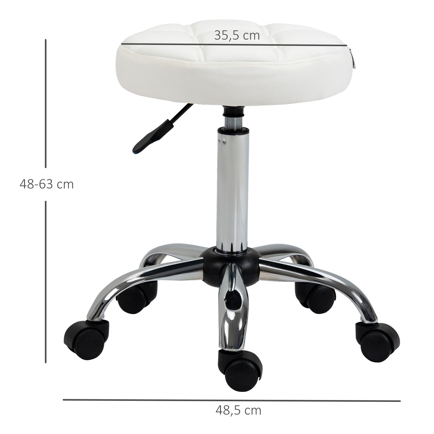 Adjustable white rotating stool in artificial leather - office and salon