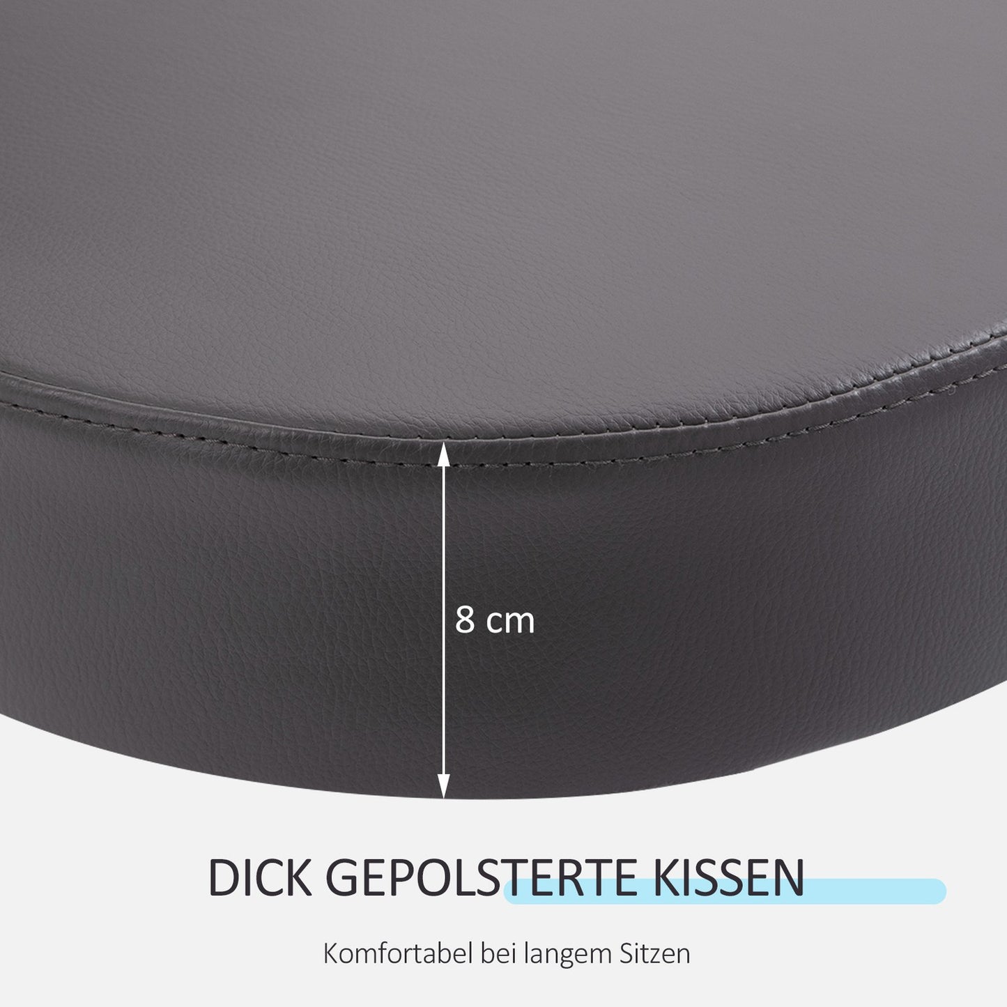 Height-adjustable rotating stool in gray artificial leather