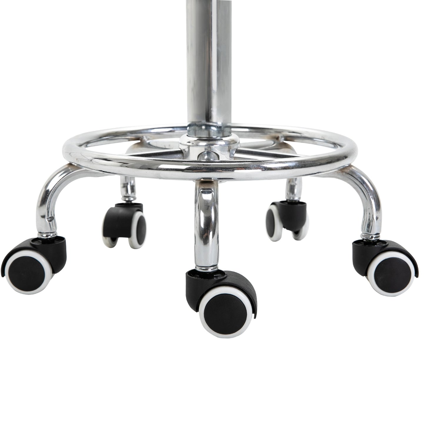 Height-adjustable swivel salon stool with wheels, black