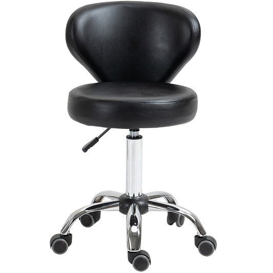 Rotating massage stool - adjustable ergonomic seat, black artificial leather