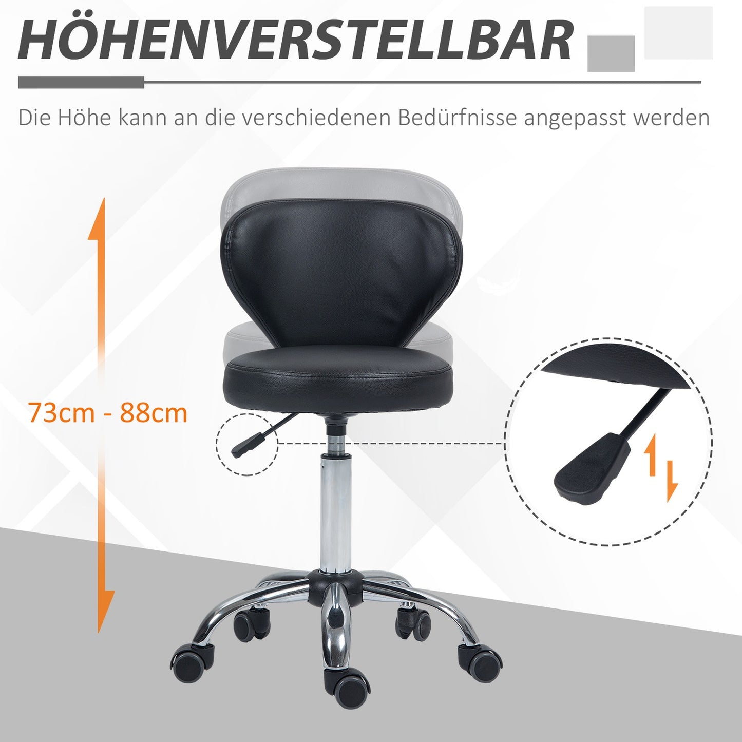 Rotating massage stool - adjustable ergonomic seat, black artificial leather