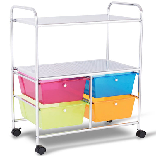 Rolling trolley 4 drawers bathroom rolling container kitchen trolley with wheels 58.5 x 37 x 75 cm colorful