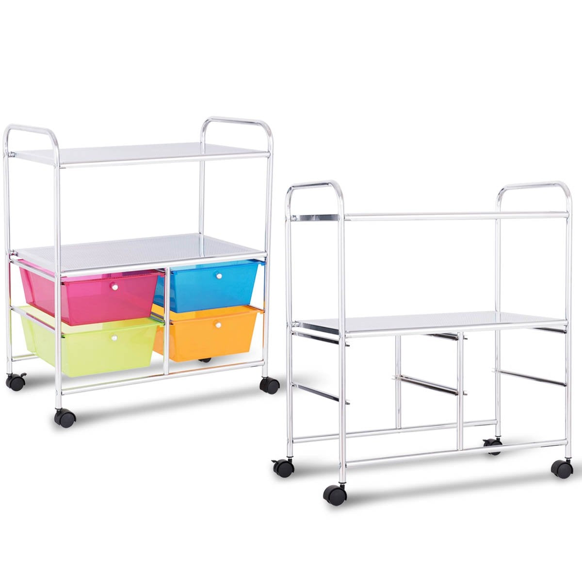 Rolling trolley 4 drawers bathroom rolling container kitchen trolley with wheels 58.5 x 37 x 75 cm colorful