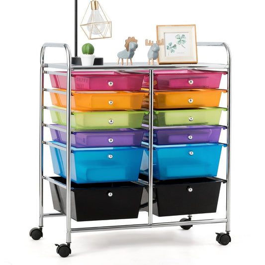 Rolling trolley metal frame rolling container 12 drawers bathroom trolley with brakes side trolley rollable colorful