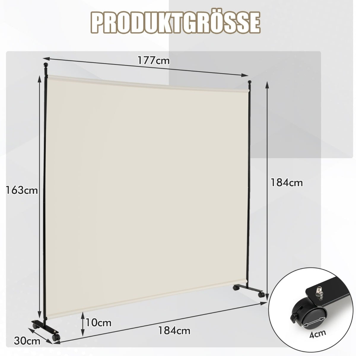 Room Divider with Panel, 184 x 30 x 184 cm, Beige