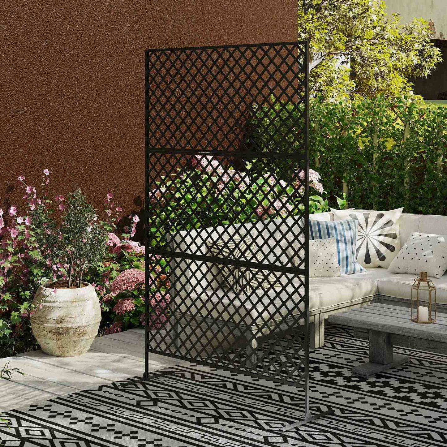 3-panel black room divider, 122 x 198 cm privacy screen