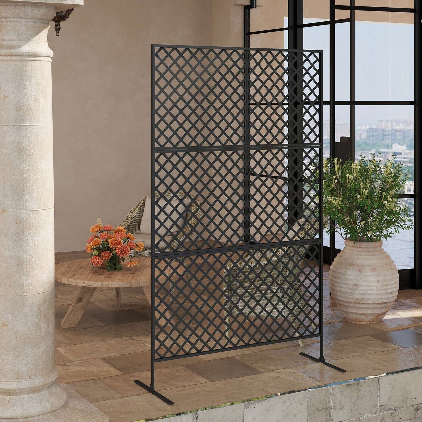 3-panel black room divider, 122 x 198 cm privacy screen