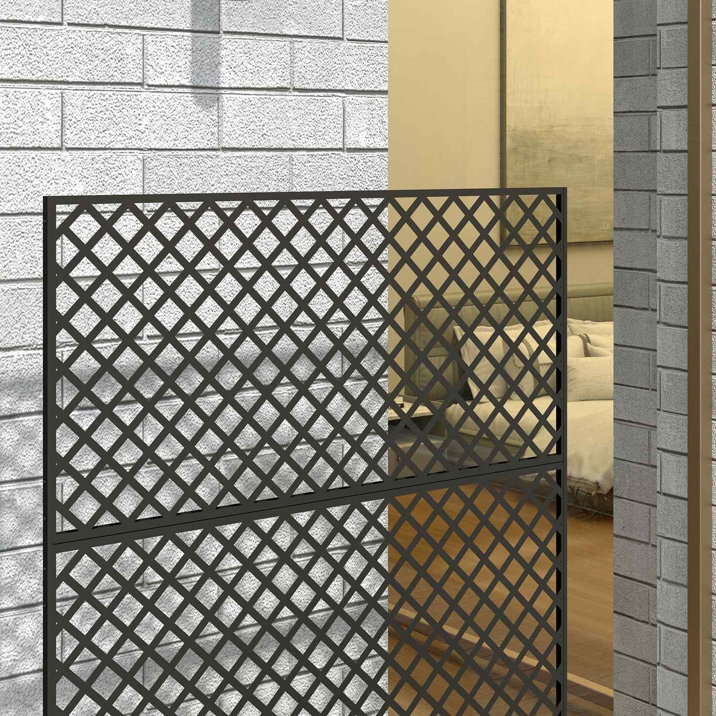 3-panel black room divider, 122 x 198 cm privacy screen