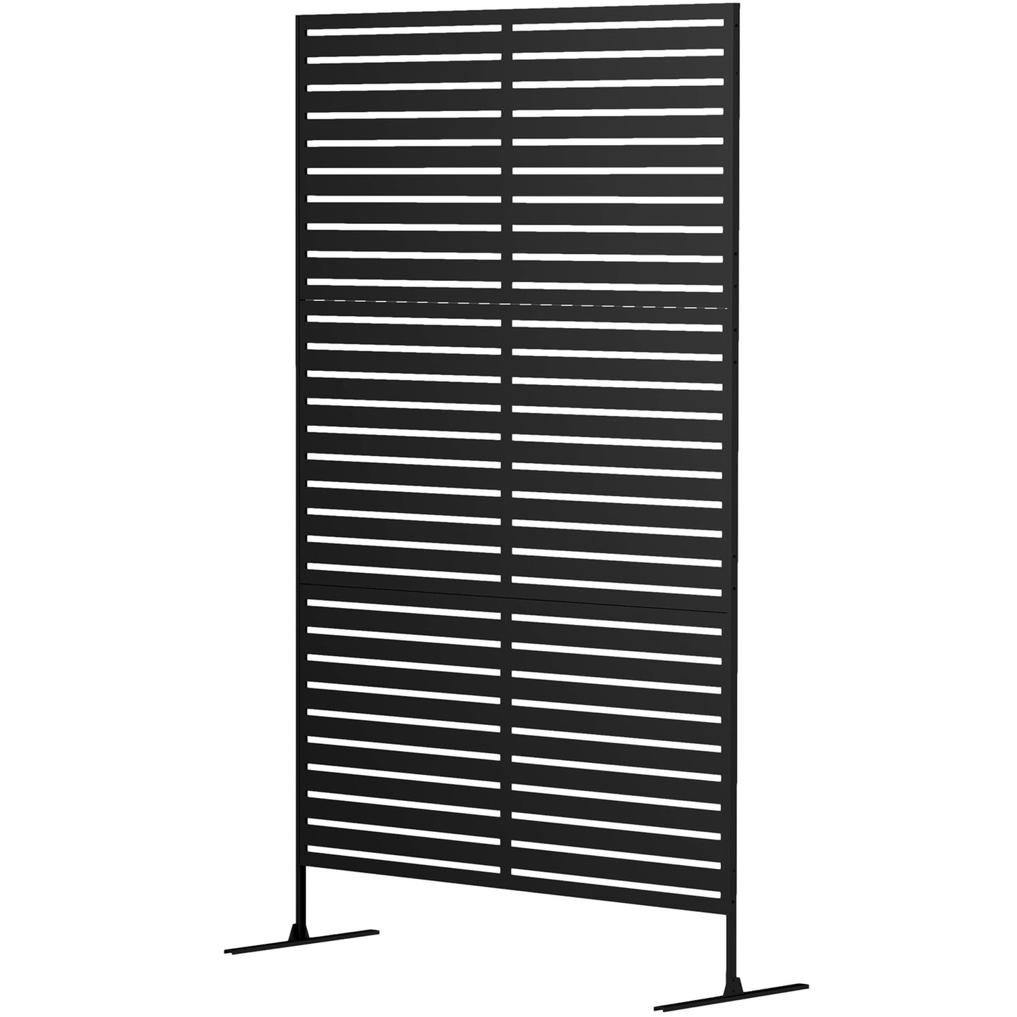 Outdoor protection screen, 3-panel room divider in steel, black