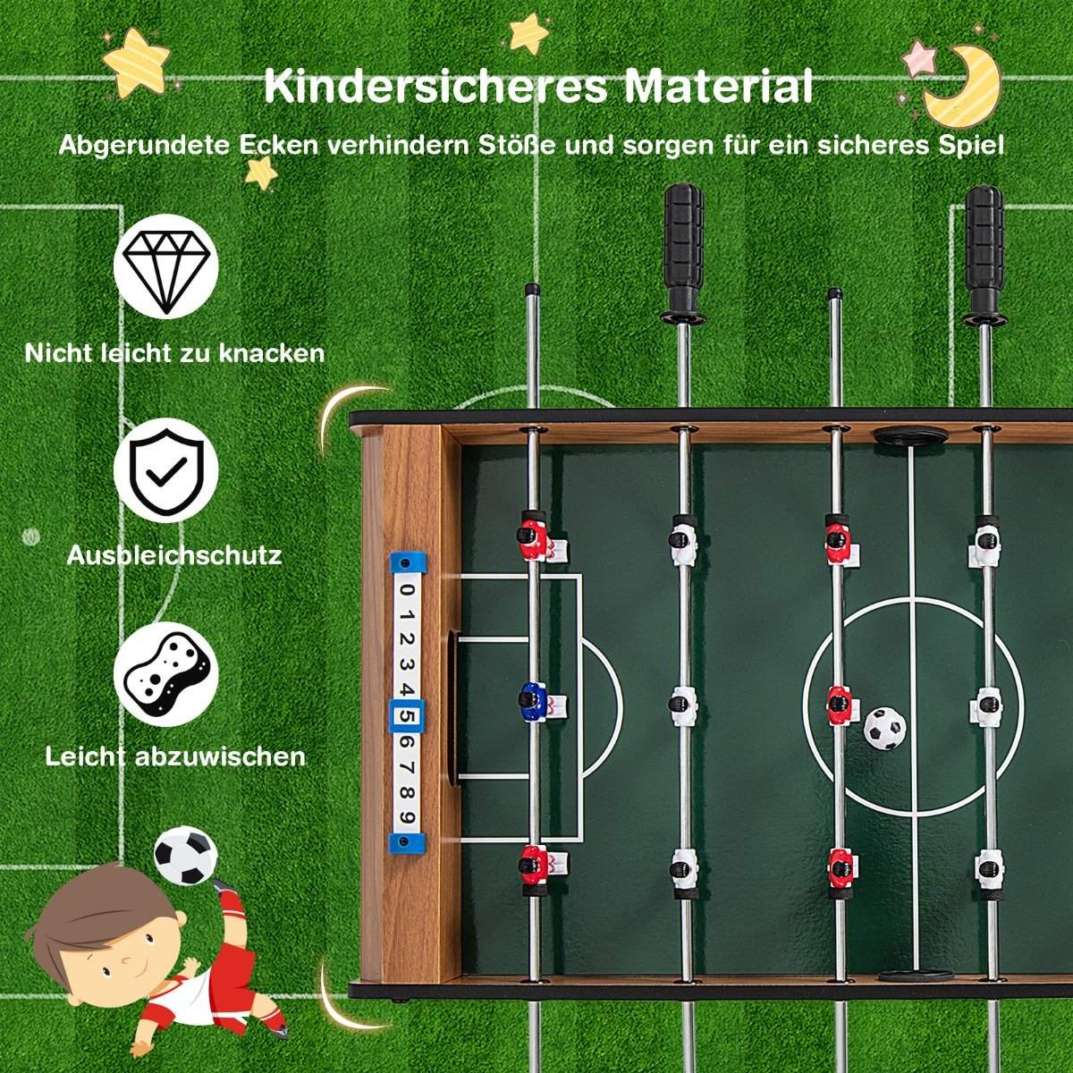 Room-sized football table Space-saving football table with robust handle 69 x 36 x 24 cm natural