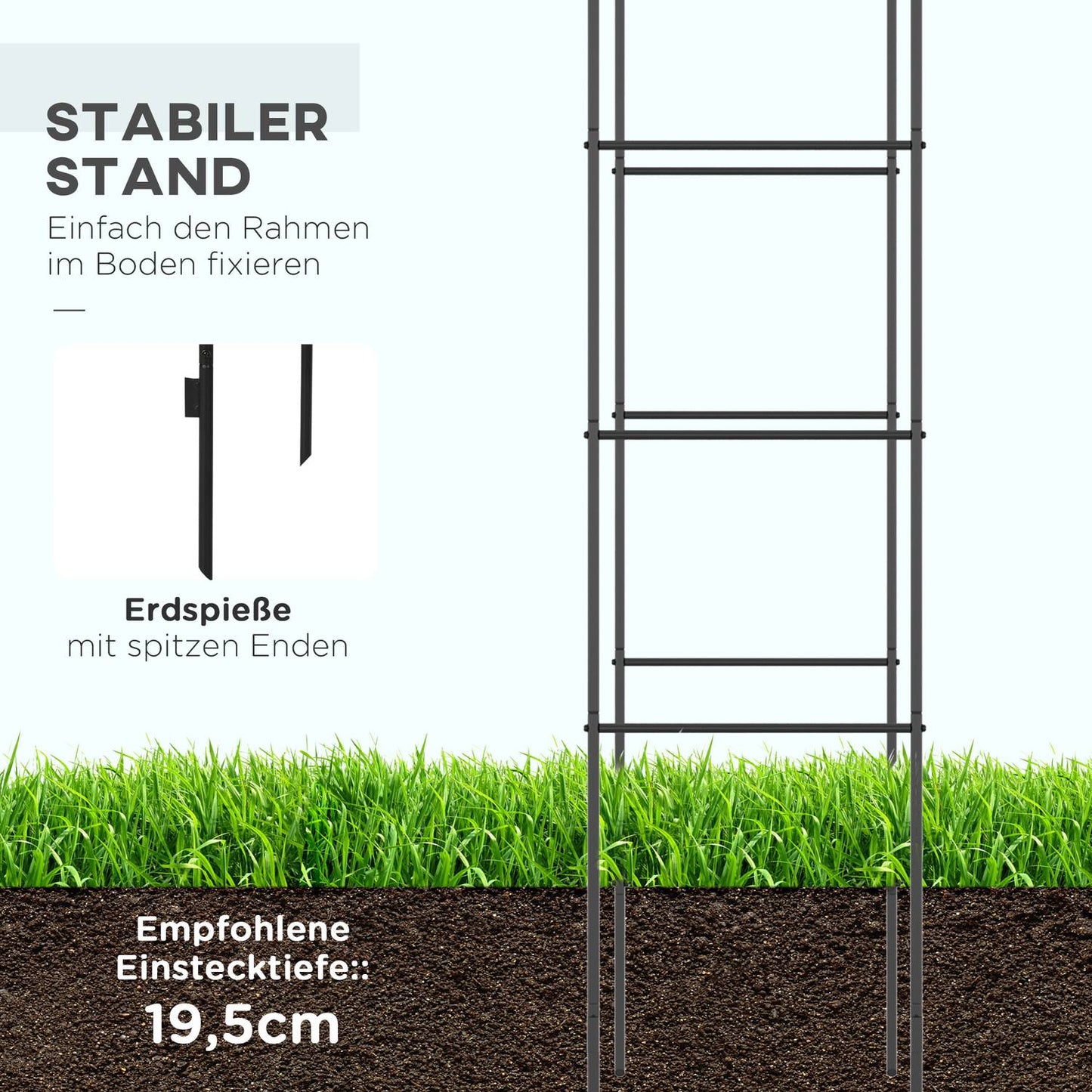 Metal garden arch for climbing plants - Black, 140x40x240 cm