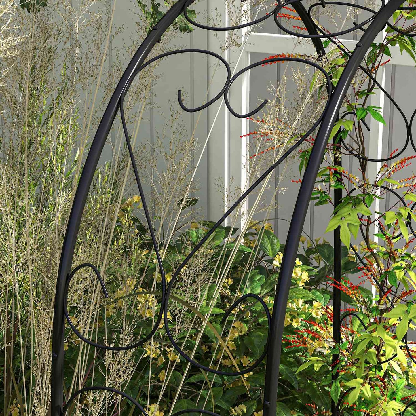 Steel garden arch for climbing plants, 125x37x230 cm, Black