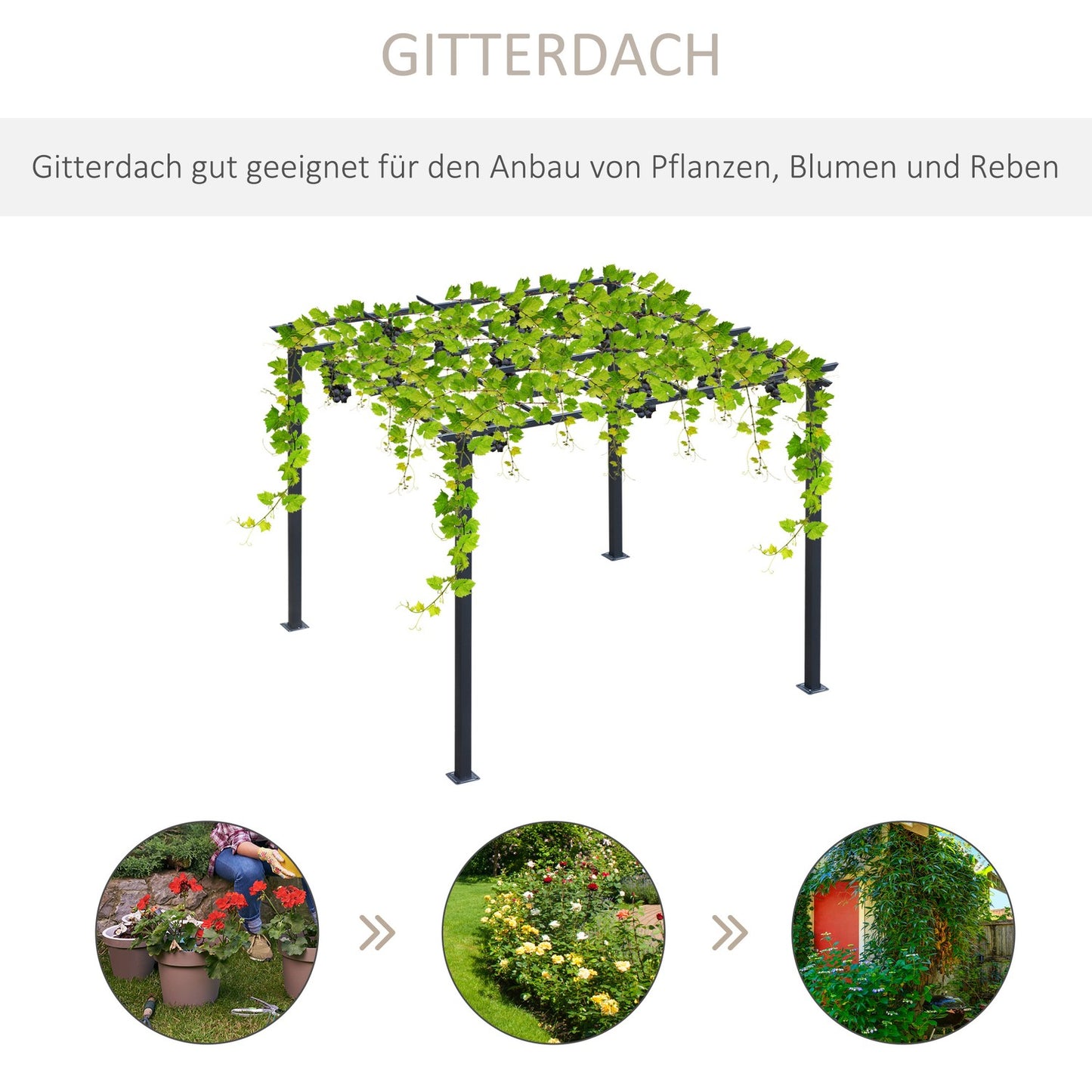 Black Metal Garden Arch Trellis, Weather Resistant, 2.97x2.95x2.3M