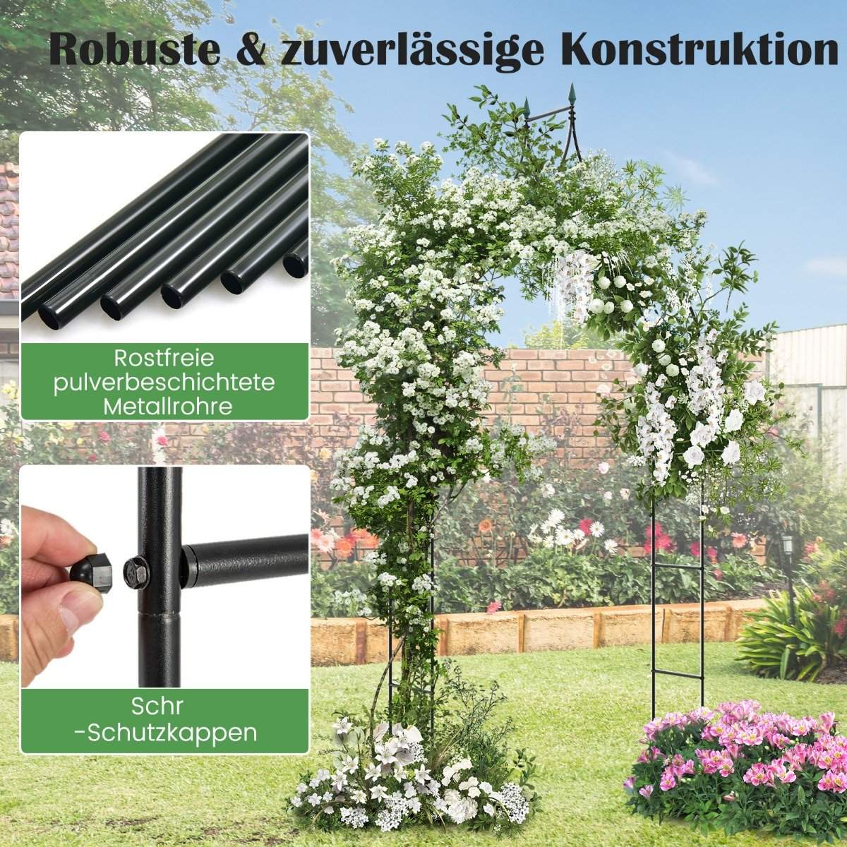 Rose arch metal garden arch in Gothic style archway rose trellis 125 x 39 x 287 cm