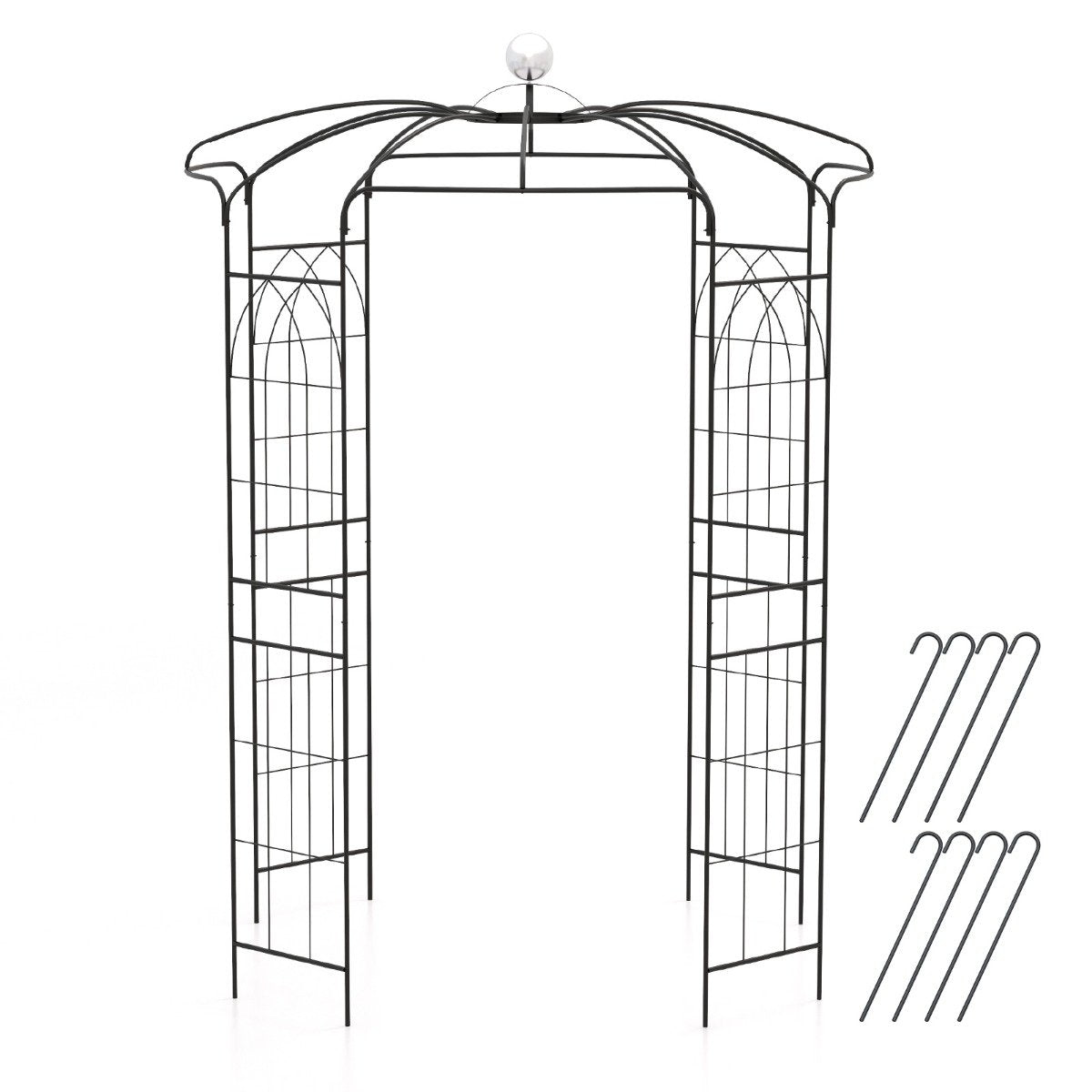 Rose arch metal rose pavilion garden arch for climbing plants archway garden 206 x 206 x 286 cm black