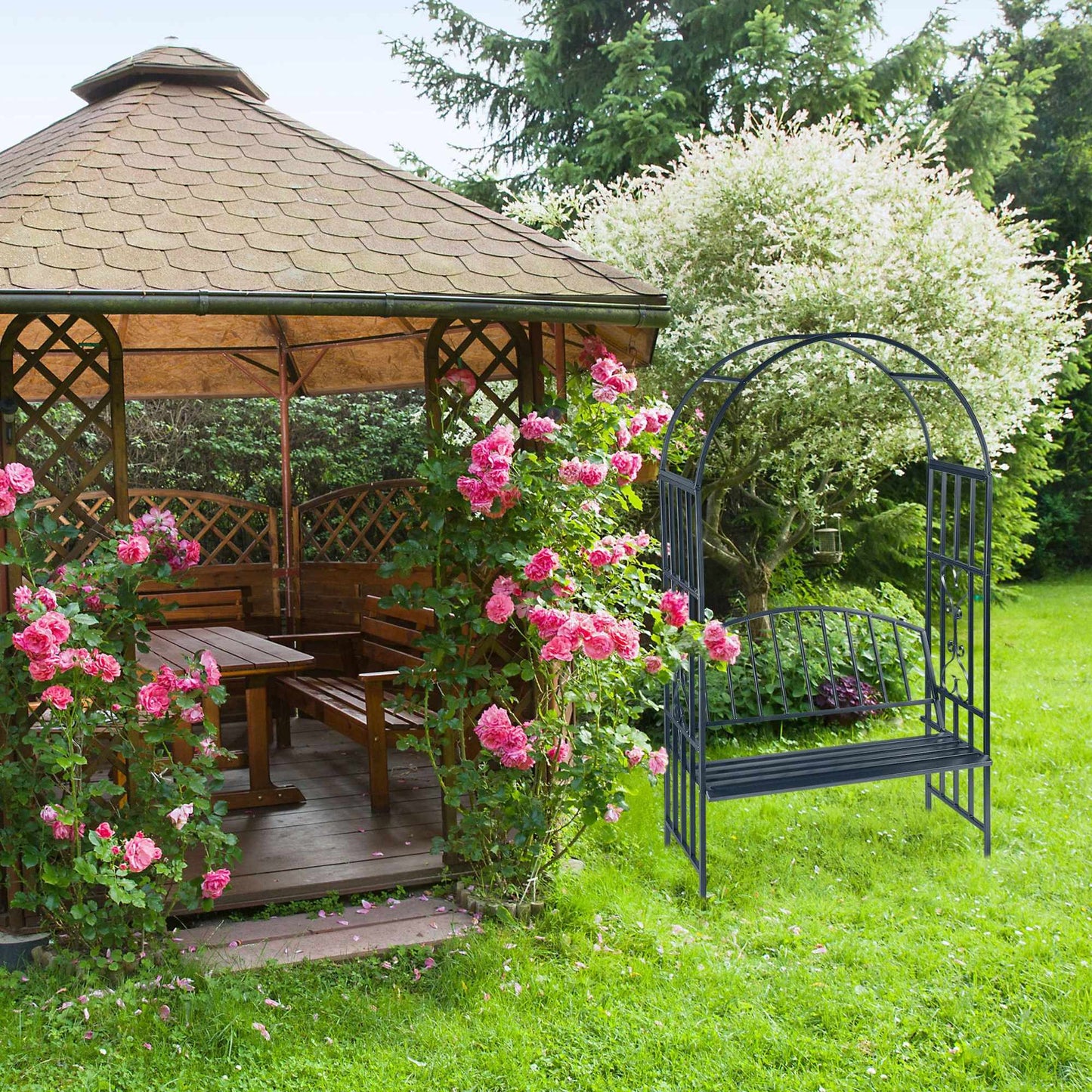 Rose arch with bench seat for 2