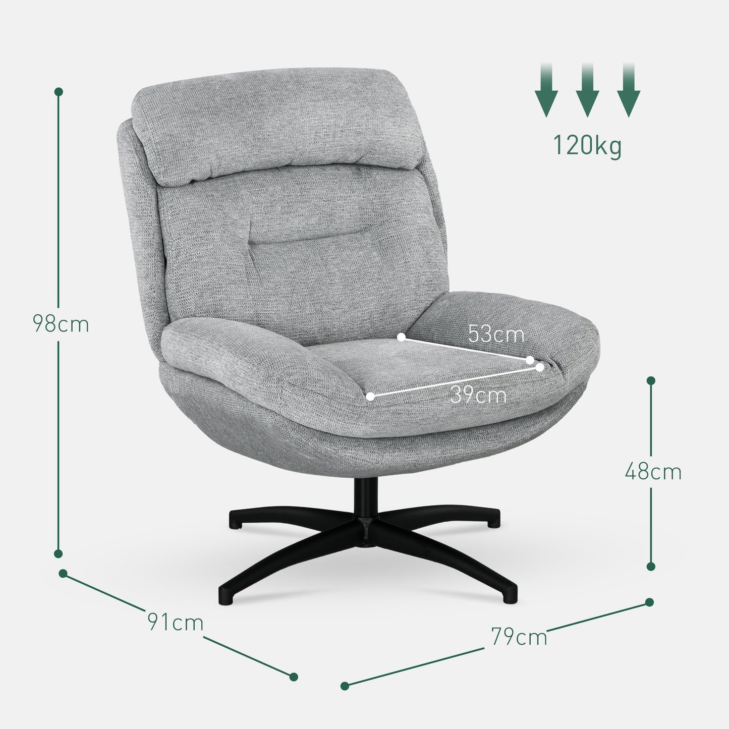 Lounge chair with water-repellent chenille, padded armrests