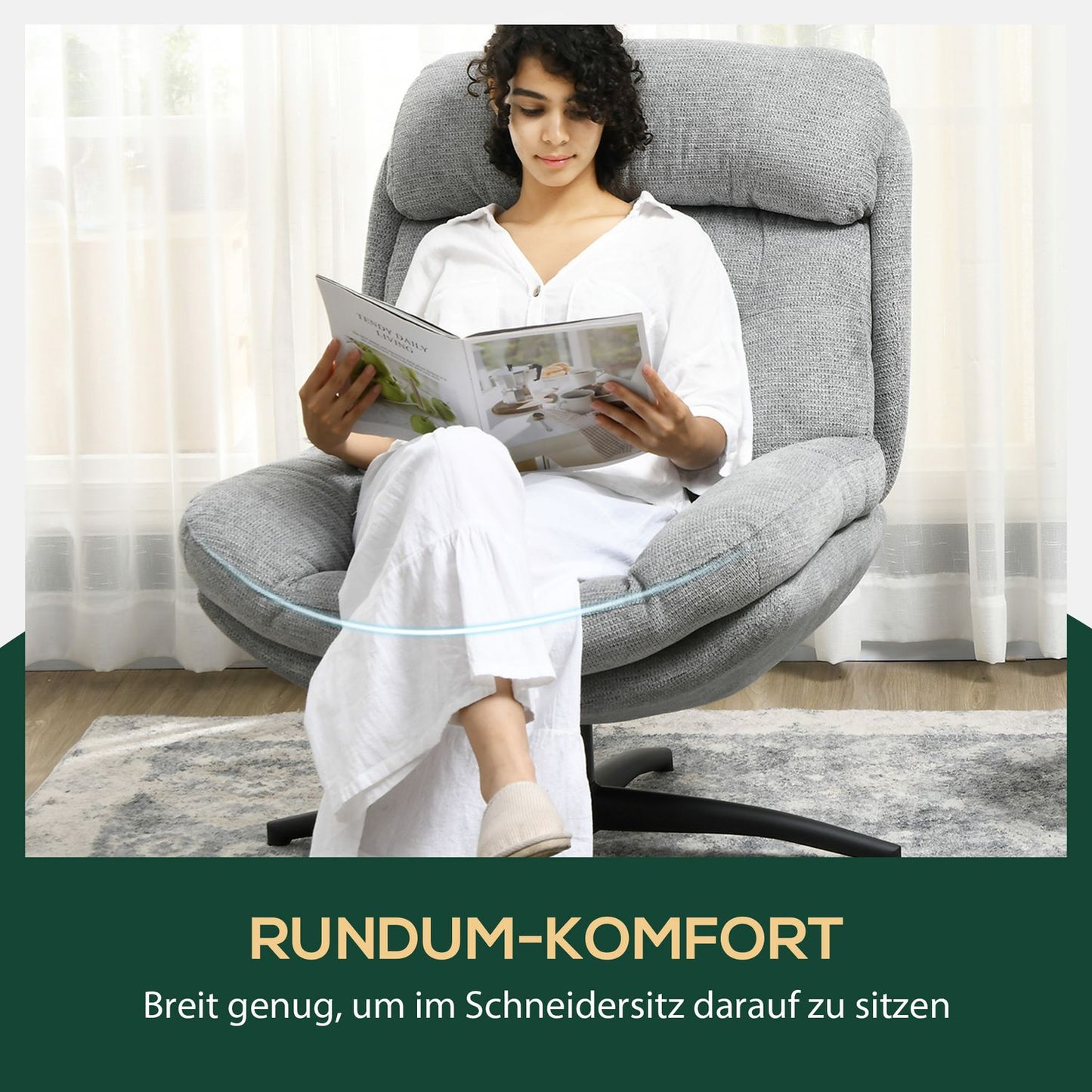 Lounge chair with water-repellent chenille, padded armrests