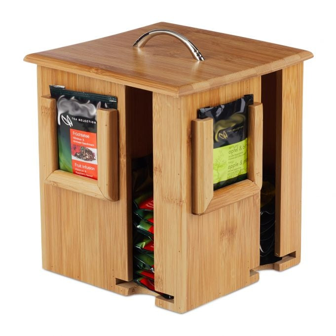 Rotatable bamboo tea box