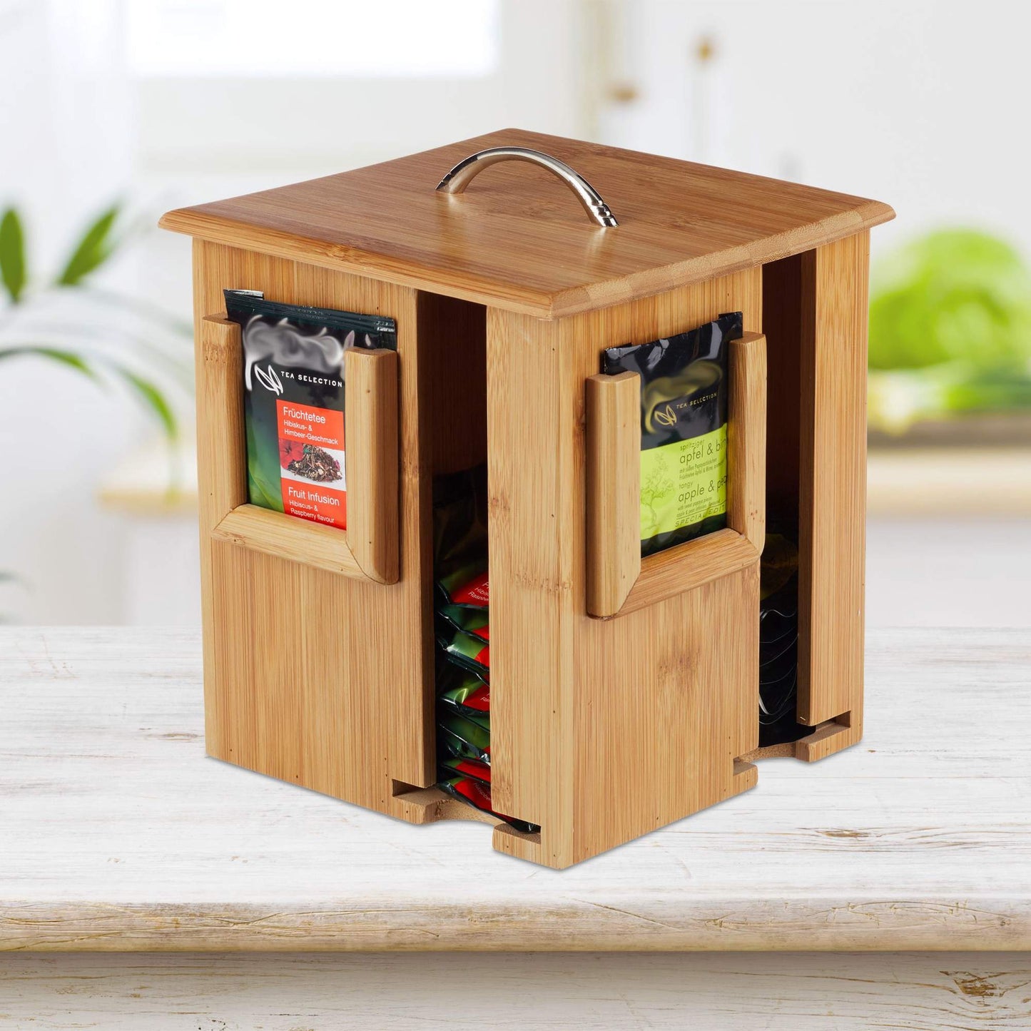Rotatable bamboo tea box