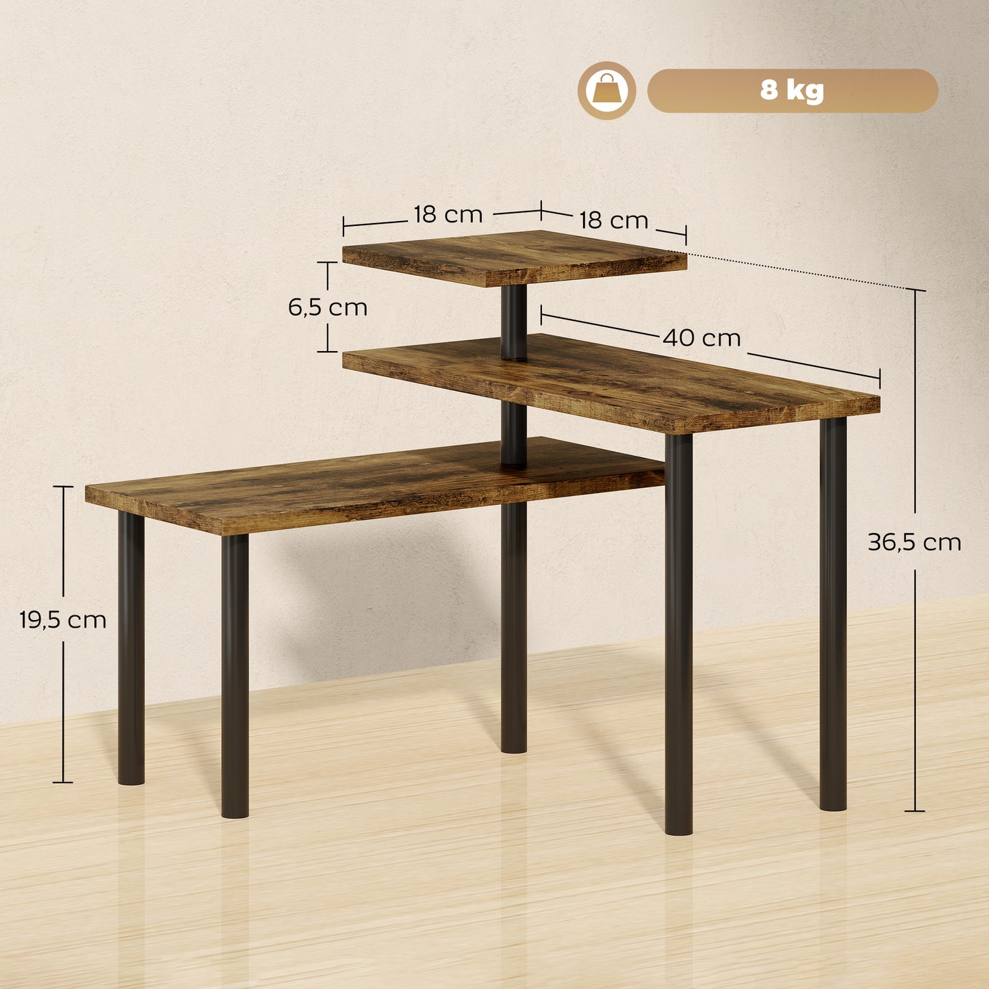 Rotating 3-Tier Kitchen Shelf, Metal, 40 x 18 x 36.5 cm