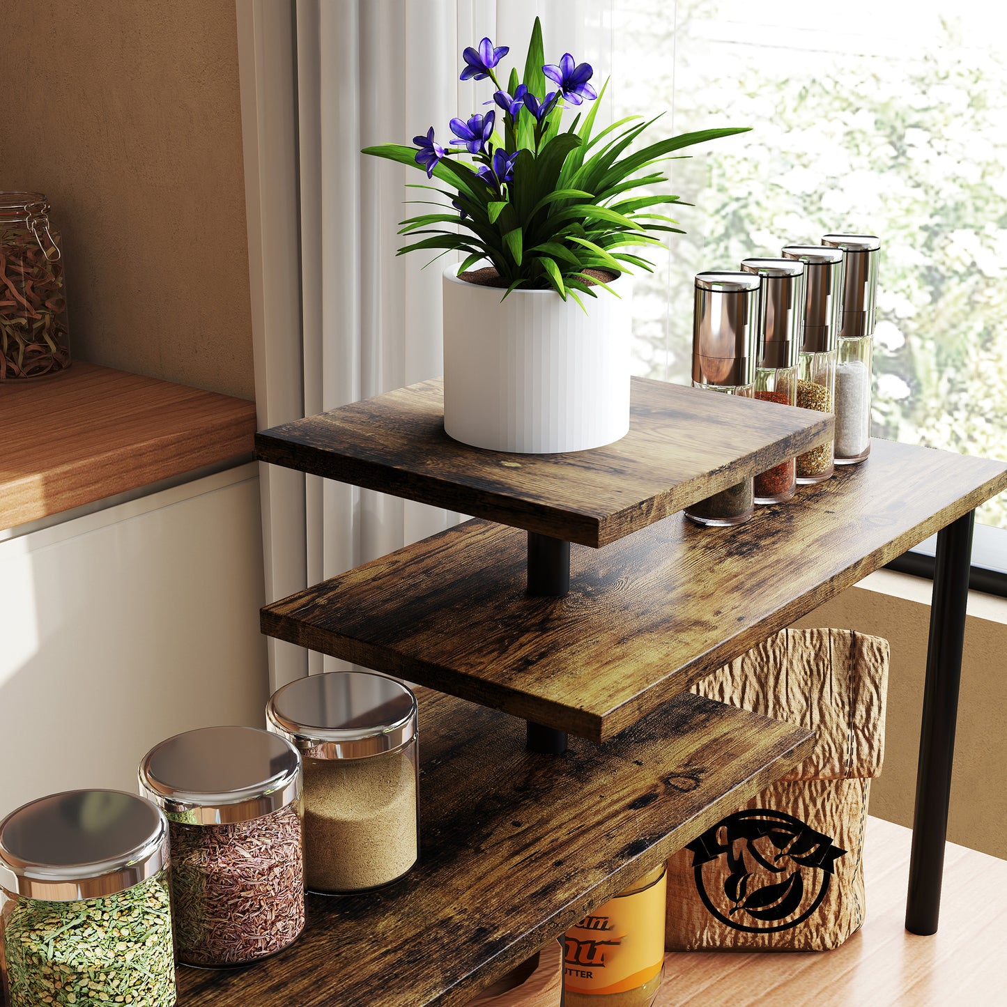 Rotating 3-Tier Kitchen Shelf, Metal, 40 x 18 x 36.5 cm