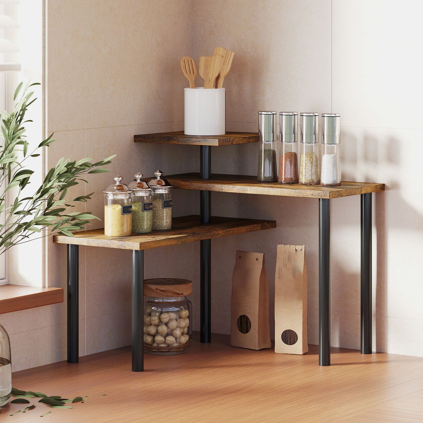 Rotating 3-Tier Kitchen Shelf, Metal, 40 x 18 x 36.5 cm
