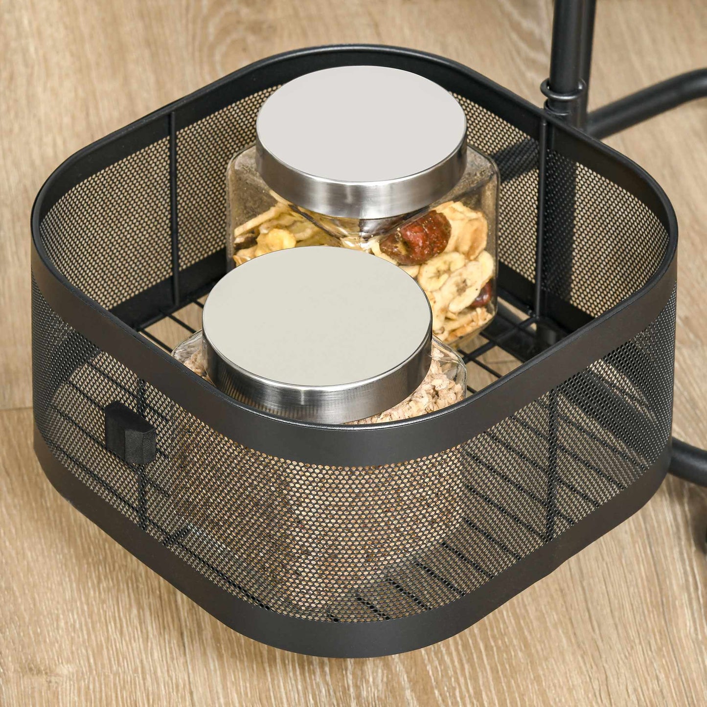 Rotating 4-Tier Kitchen Cart with Wheels, Black, 33x33x77 cm