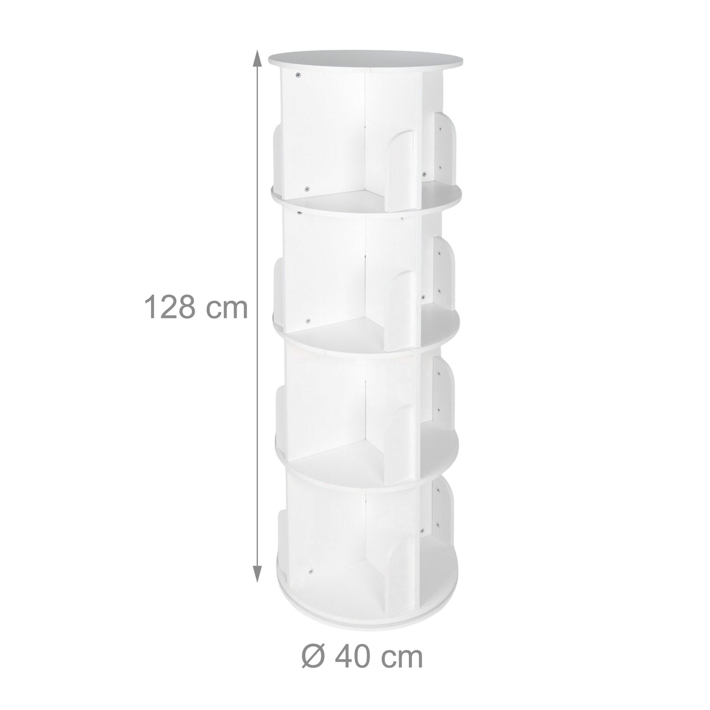 Rotating Bookcase, 4 Tiers, 360-Degree Access