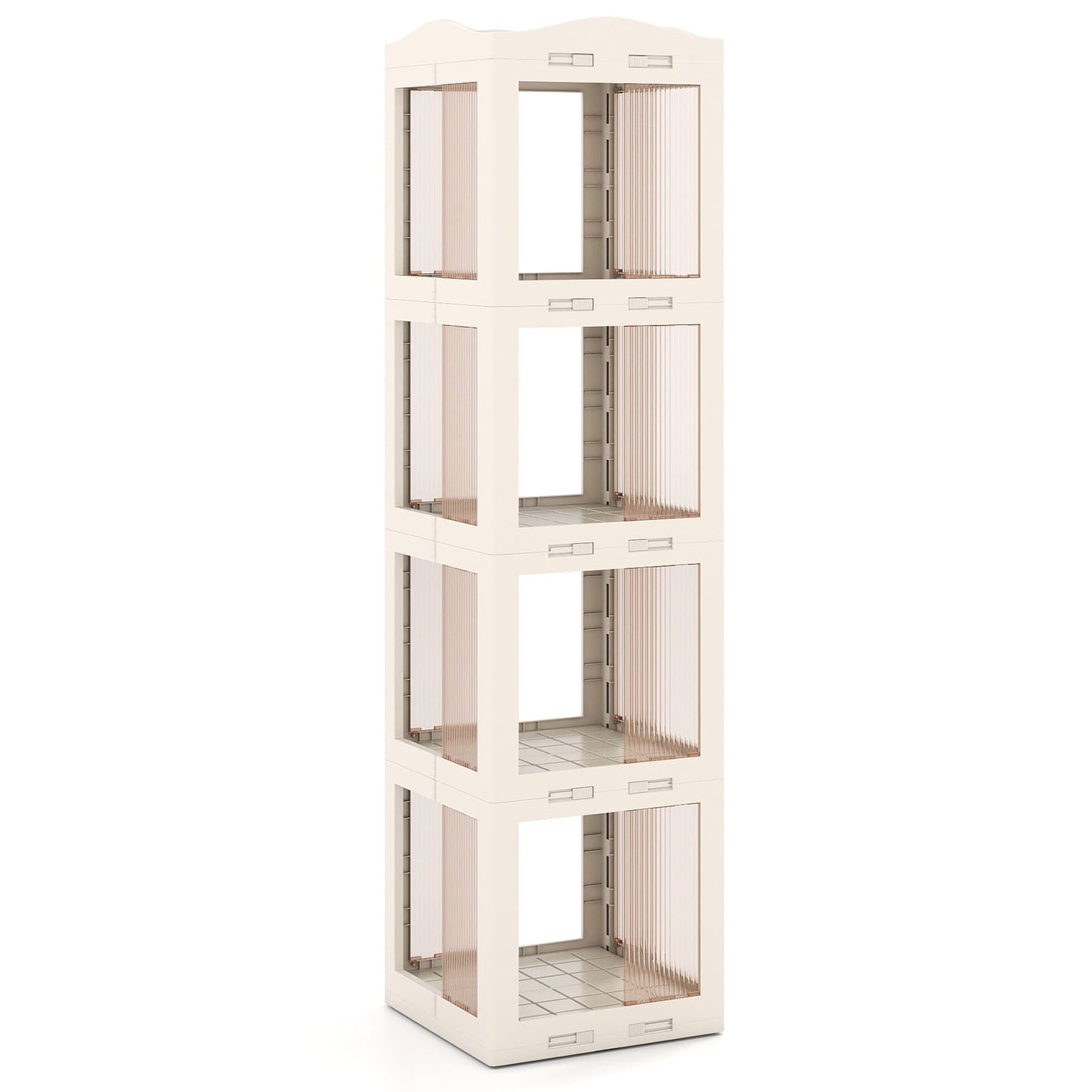 Rotating Bookshelf, Foldable Corner Shelf, 3-Tier, White