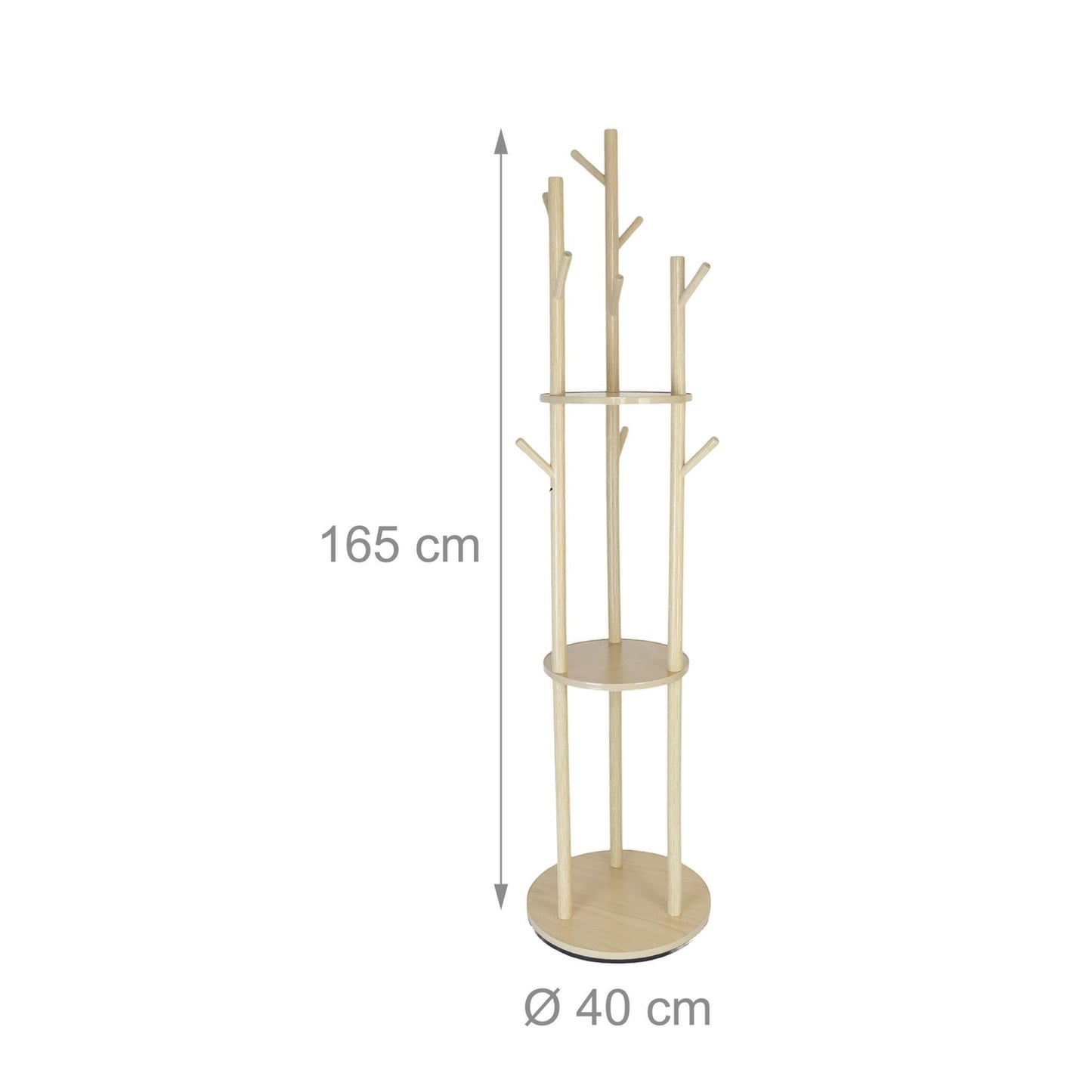 Rotating Coat Rack with 3 Shelves and 9 Hooks