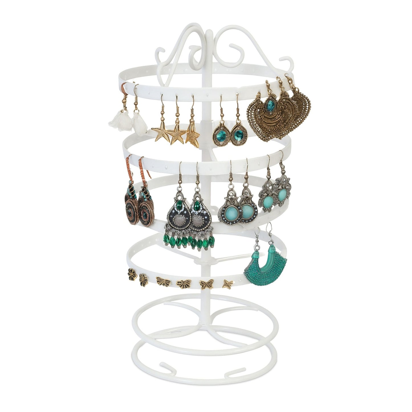 Rotating Earring Holder – 168 Slots, 4 Tiers, Iron Frame