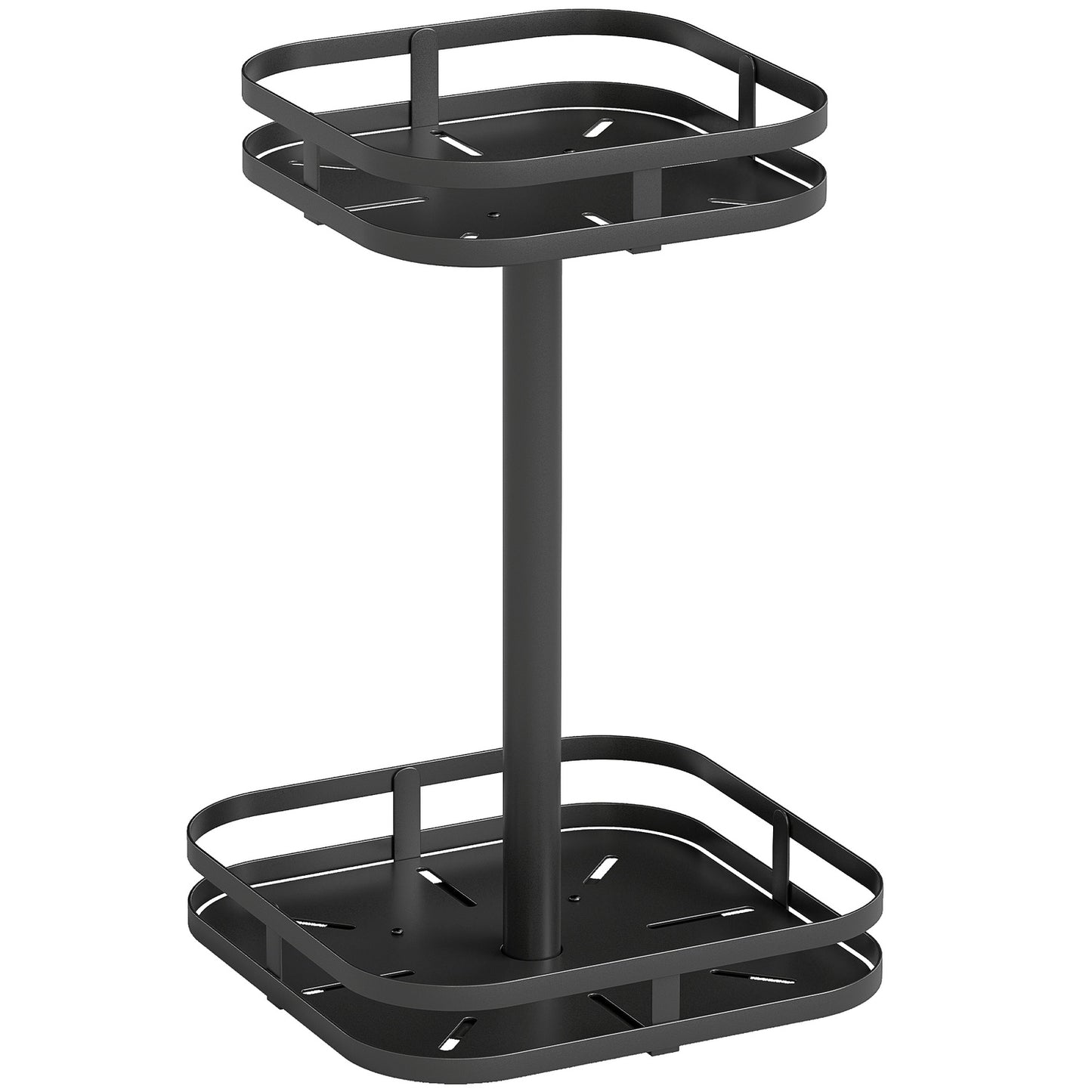 Rotating Spice Rack, 2-Tier, Metal, Black, Suction Feet