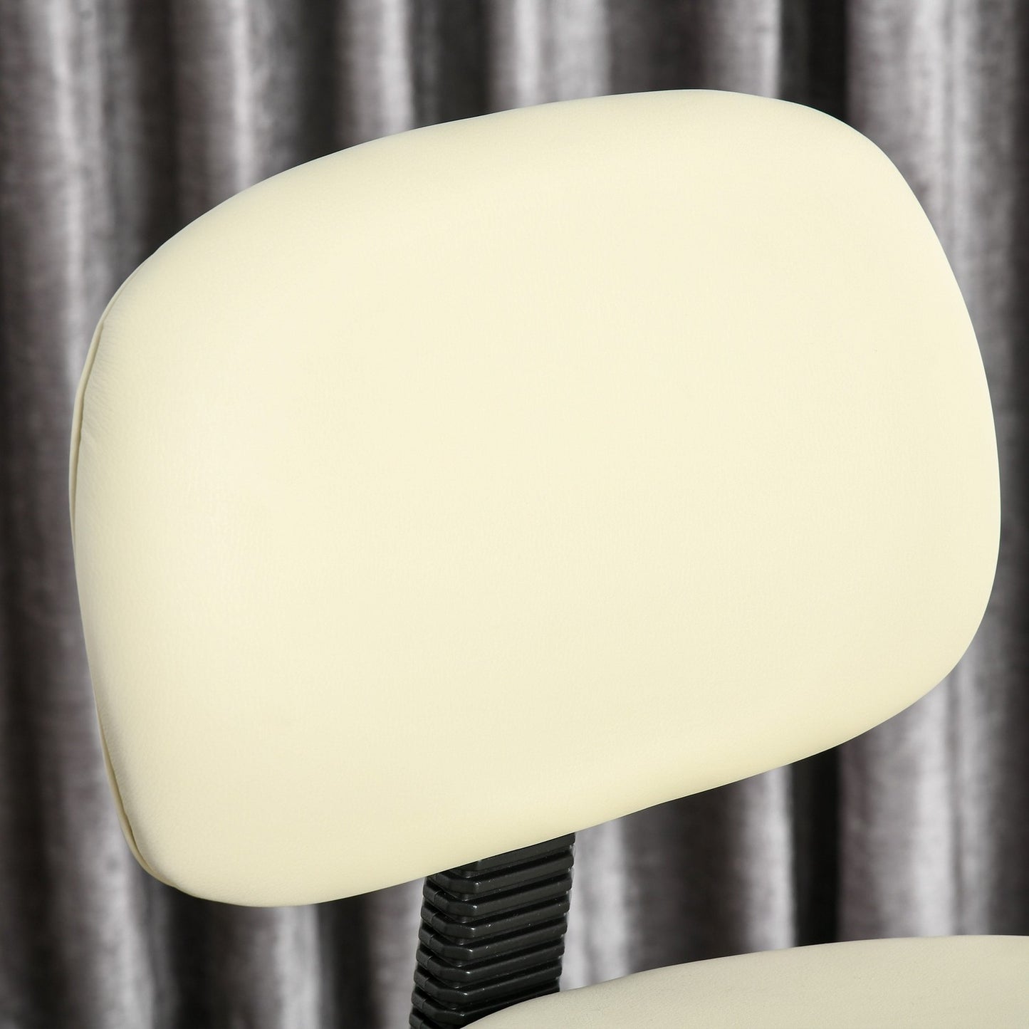 Adjustable beige PU stool with backrest - 56x57x104-127cm