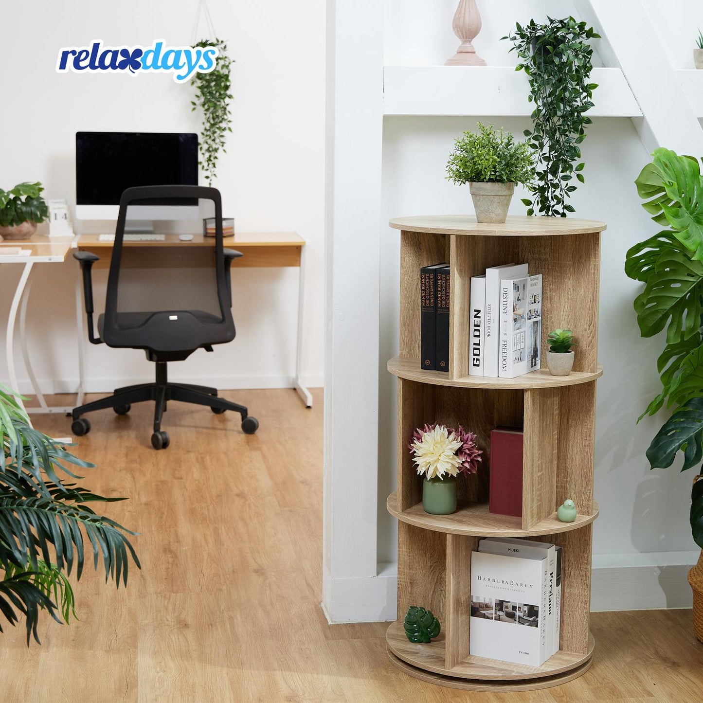 Rotating book tower