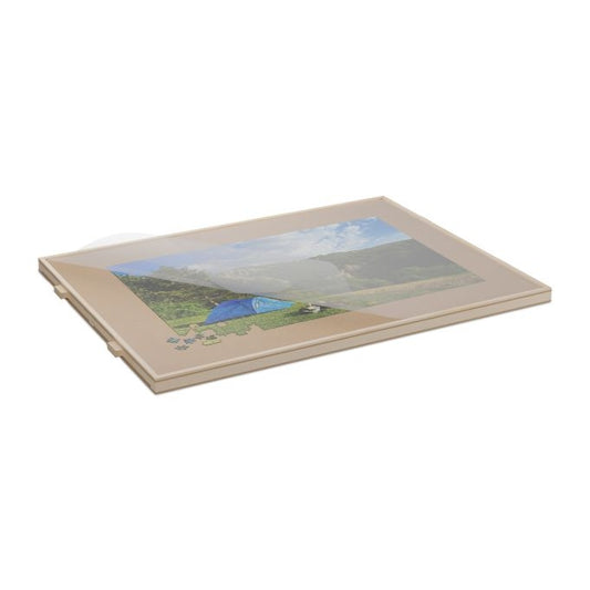 Rotating puzzle board with 4 drawers