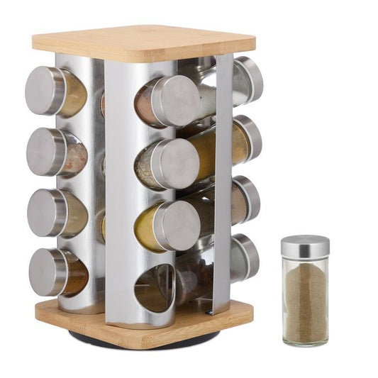 Rotating spice carousel with 16 glasses
